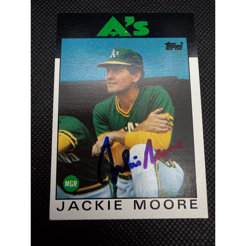 Jackie Moore Signed 1986 Topps Oakland As Team Checklist Card 591 Hand Signed